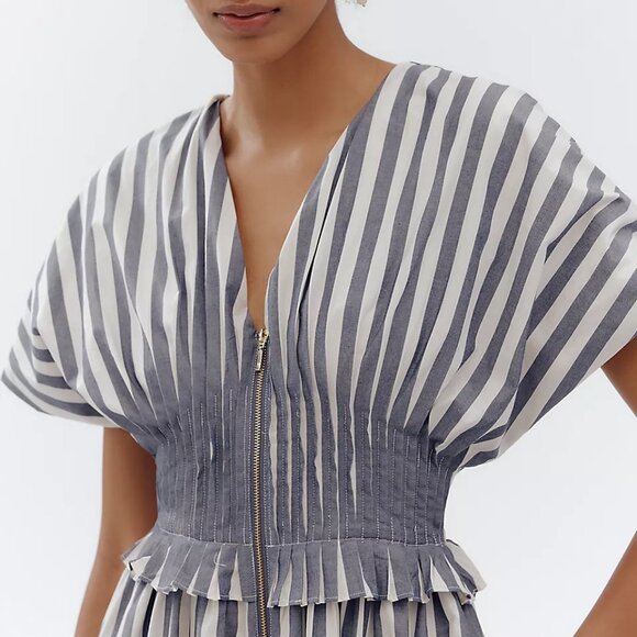 By Anthropologie V-Neck Zip-Front Midi Dress - Picture 1 of 4